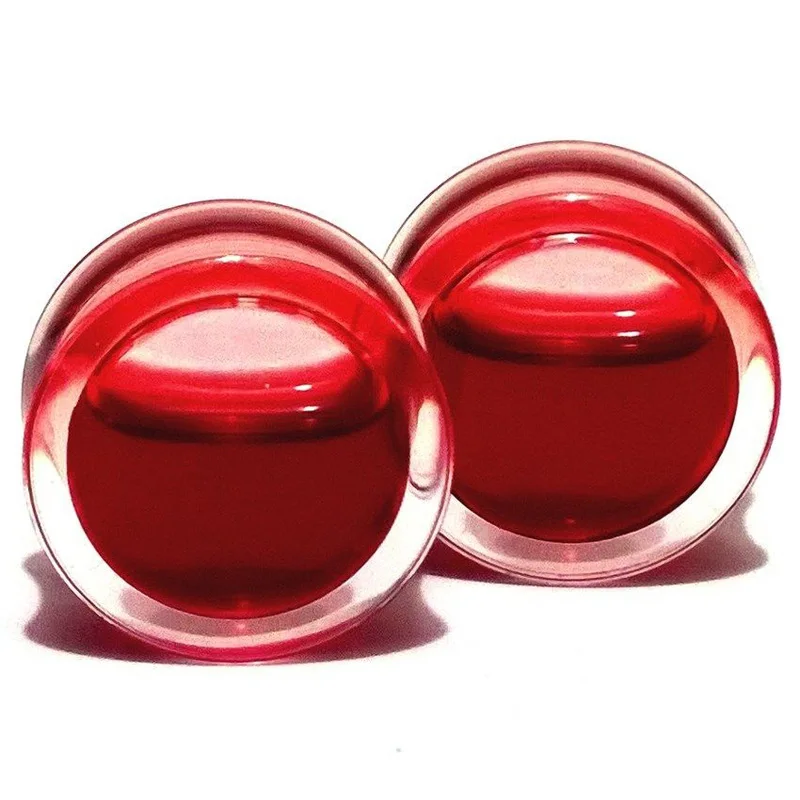 2pcs Plugs and Tunnels Red Liquid Acrylic Ear Stretchers Plugs Flesh Tunnel Ear Plugs Earrings Gauges Ear Plug Sex Body Jewelry