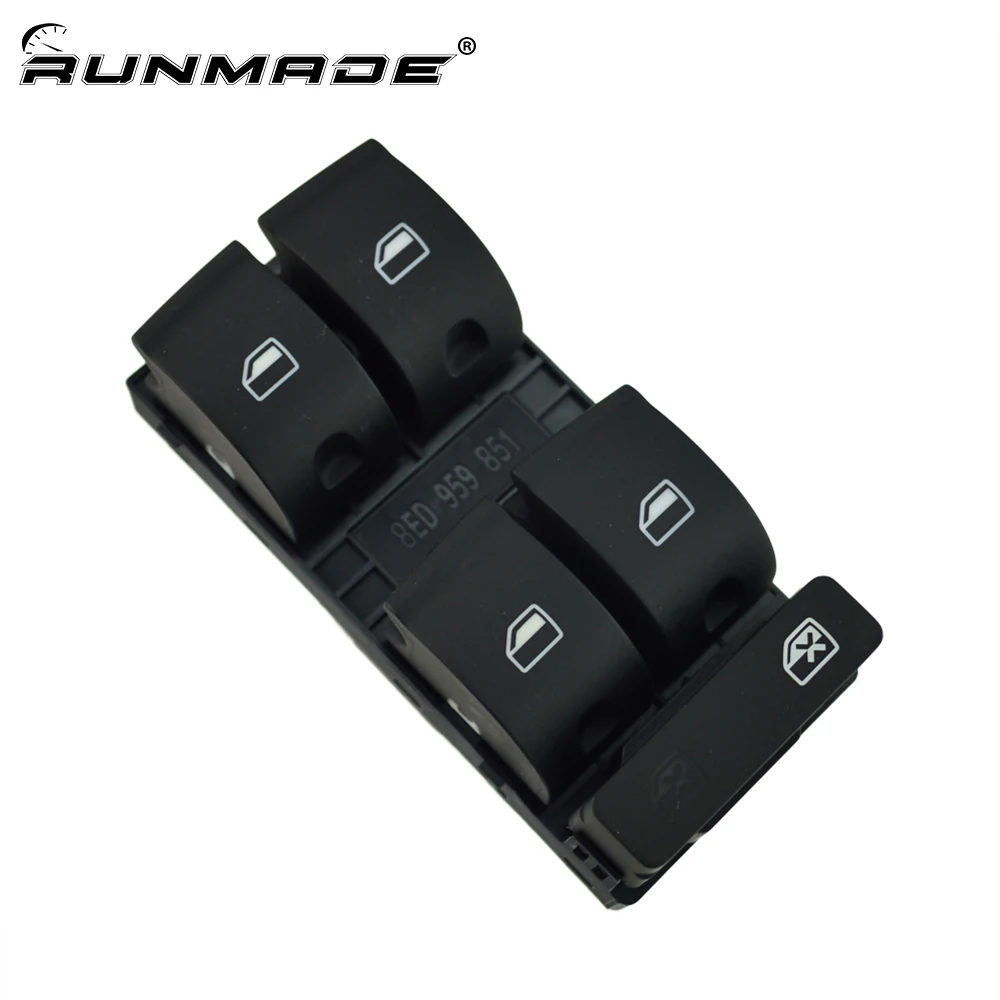 runmade Driver Side Electric Power Master Window Switch Panel for Audi A4 B6 B7 Window Switches 8ED 959 851 8E0 959 851