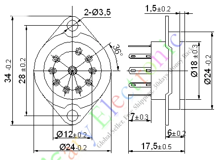 Wholesale and retail 4pc Gilded 9pin Ceramic vacuum tube socket top mount valve For 12AX7 12AU7 ECC82 free shipping