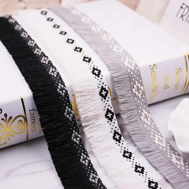 

50yard DIY Tassel Lace Ethnic Style Fringe Lace Trim Jacquard Ribbon For Sewing Clothing Dress Curtain Bedding Accessories Decor