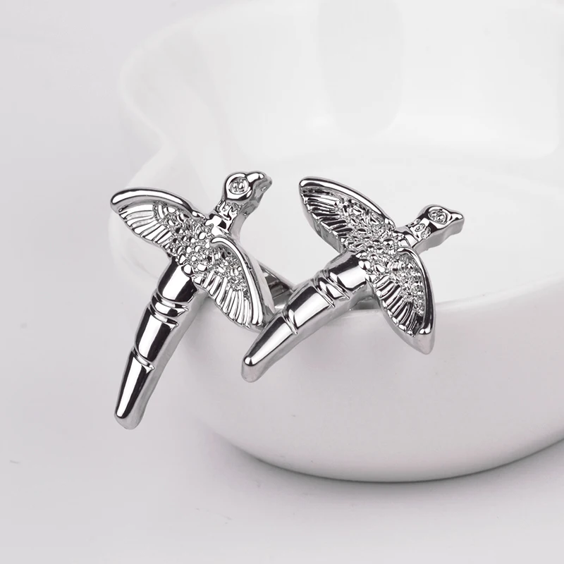 

Длиннохвостые запонки в виде птиц для мужчин манжета в виде птицы звеньев мужские креативные посеребренные запонки Высокое качество Рождественский подарок для мужчин
