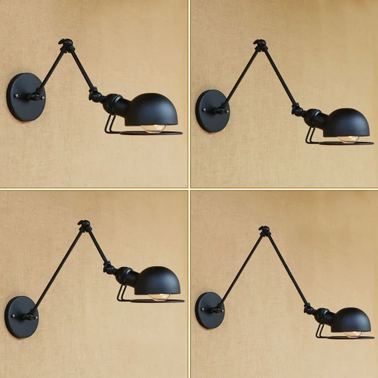 Adjustable Swing Long Arm Wall Light Fixtures Loft style Industrial Vintage Retro Wall Lamp Black Sconce Appliques Pared