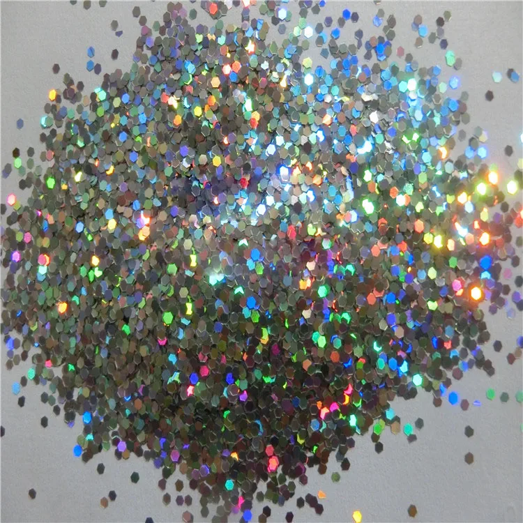 1mm(1/24 ") holographische Laser Silber Farbe Glitter Hexagon Paillette Spangle Form für Nail art Dekoration Glitter Handwerk