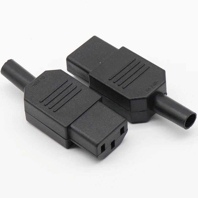 10 pcs 2017New Wholesale Price Black IEC 320 C13 Female Plug Rewirable Power Connector 3pin Socket 10A /250V