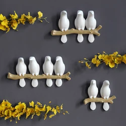 Home Decor Accessories For Living Room Wall Sticker Resin Birds Decor Figurine Wall Art 3D Stickers Mural Wall Decoration