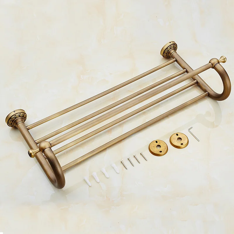 Copper hotel fixed bath towel racks bars vintage, Retro single towel bars holder wall, Brass antique bathroom towel rack shelf