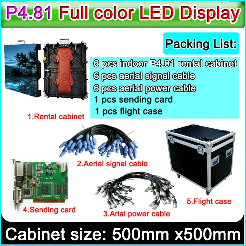 Professional make high quality p4.81 led video display in shenzhen indoor rental die-cast aluminum cabinet 500x500mm