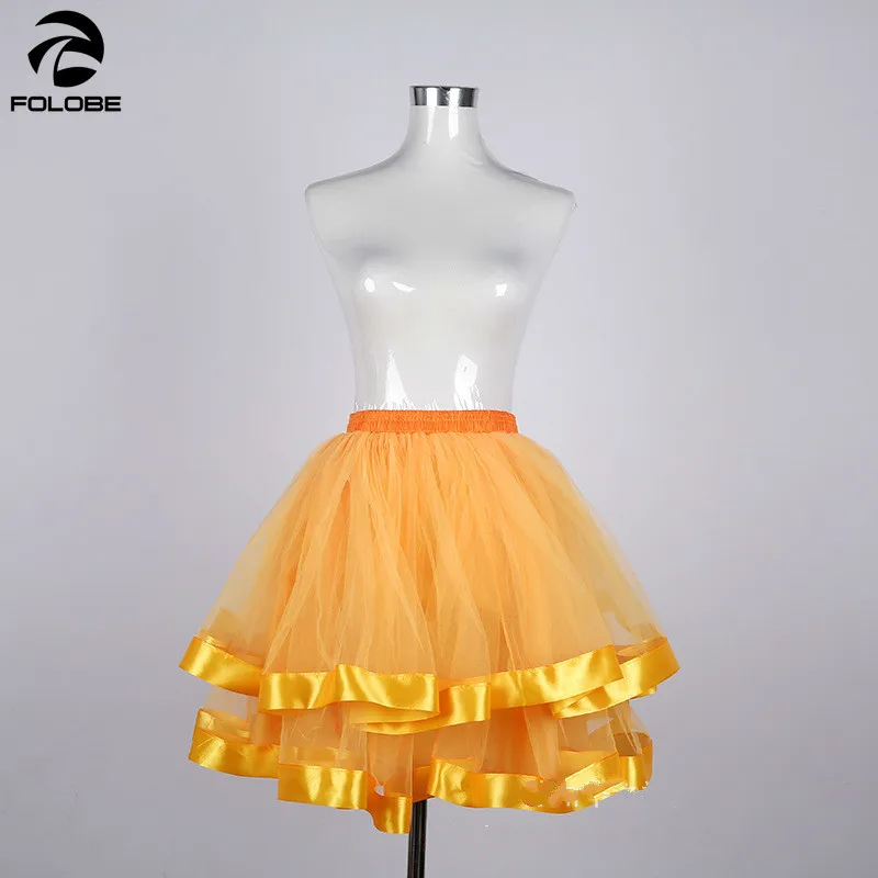 FOLOBE – jupe en Tulle pour femmes, Style de rue, taille unique, coupe trapèze, courte, bouffante, Patchwork, taille élastique, 2022