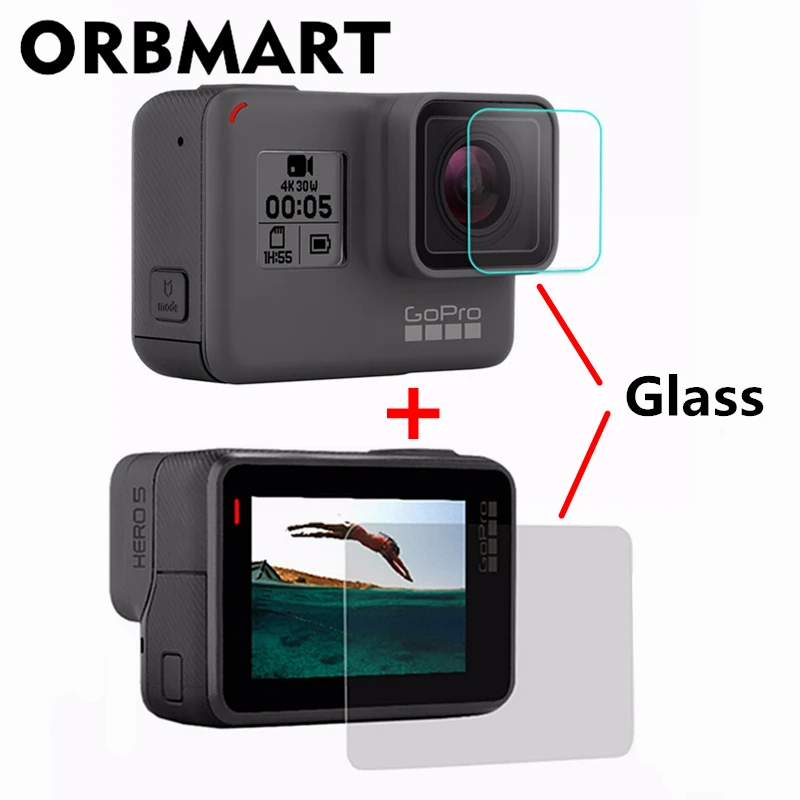 ORBMART Lens + Screen Tempered Glass Screen Protector For Go Pro Gopro Hero 5 6 7 black Sport Camera Accessory