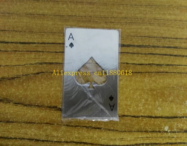 1000pcs/lot Free Shipping A Poker Playing Card of Spades Soda Beer Stainless Steel Bottle Opener