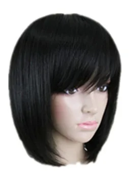

Black Wig Fei-Show Synthetic Heat Resistant Fiber Wavy Hair Student Bob Hairpiece Peruca Pelucas Costume Cos-play Short Peruca