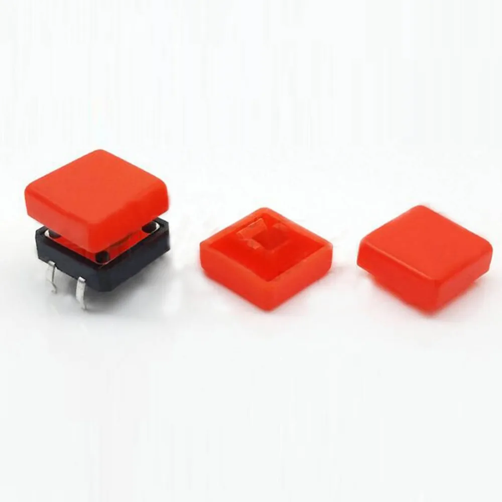 100pcs 12*12mm Push Button Switch Cap Square Button Cap  Multi Color Button Caps for 12*12mm Square Tactile Switches