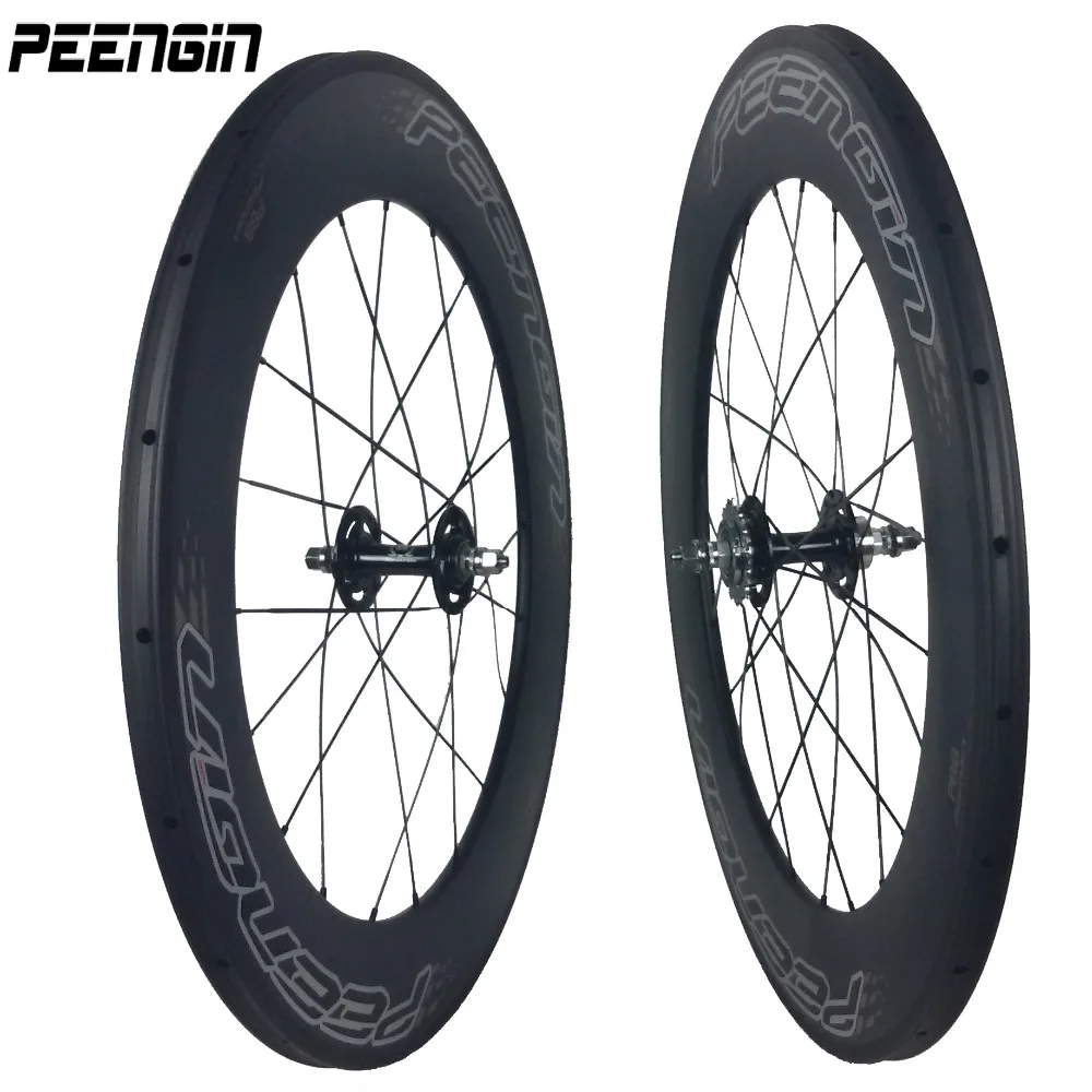 

88mm Track Bike Carbon Wheels Fixed Gear Cycles Fiber Tubular Bicycle Wheelset With Aero FJH/Pillar PSR1423 Spokes Novatec Hub