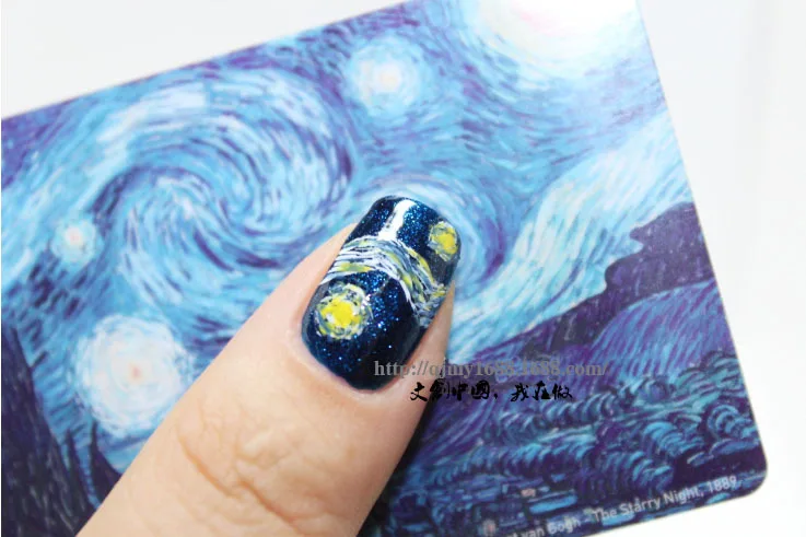 1pc Vincent van Gogh template Nail Sticker Art Water Slide Decals Sticker Tips DIY Sexy Rhinestone Decoration 145*75mm