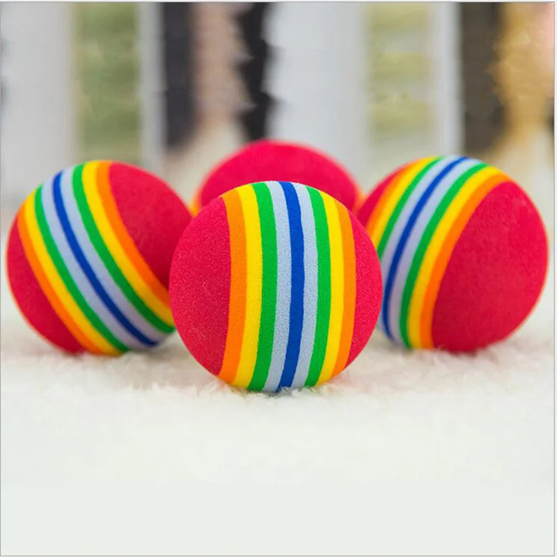 5pcs Funny Pet Dog Toy Colorful EVA Rainbow Soft Foam Ball Cat Dog Toy Kitten Chew Rubber Toy Cleaning Teeth Pet Supplies 4.5 cm