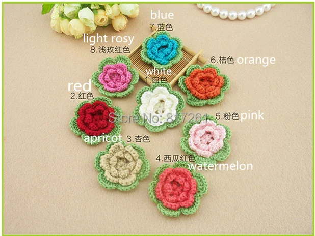 ZAKKA fashion 30 pic/lot cotton knitted patches for clothing sew on patches DIY flower applique flowers scrapbook 3D flowers