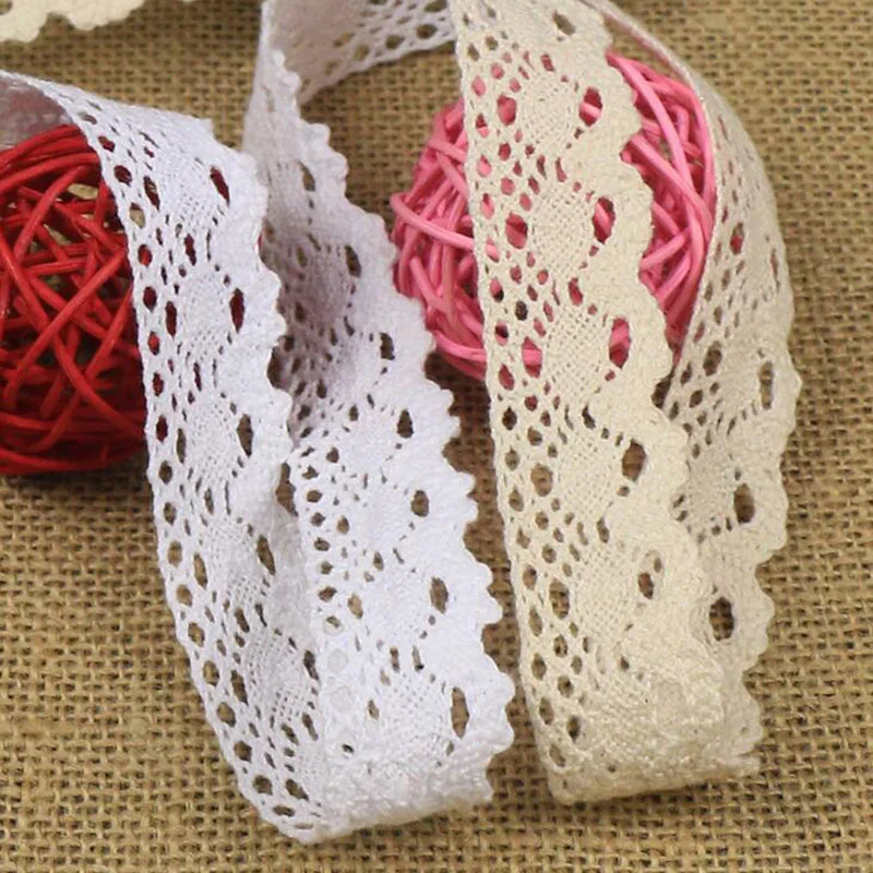 

50Yards Cotton Lace Trim White Ribbon Embroidered Lace Fabric For Headband Clothing Lace Accessories Ornament