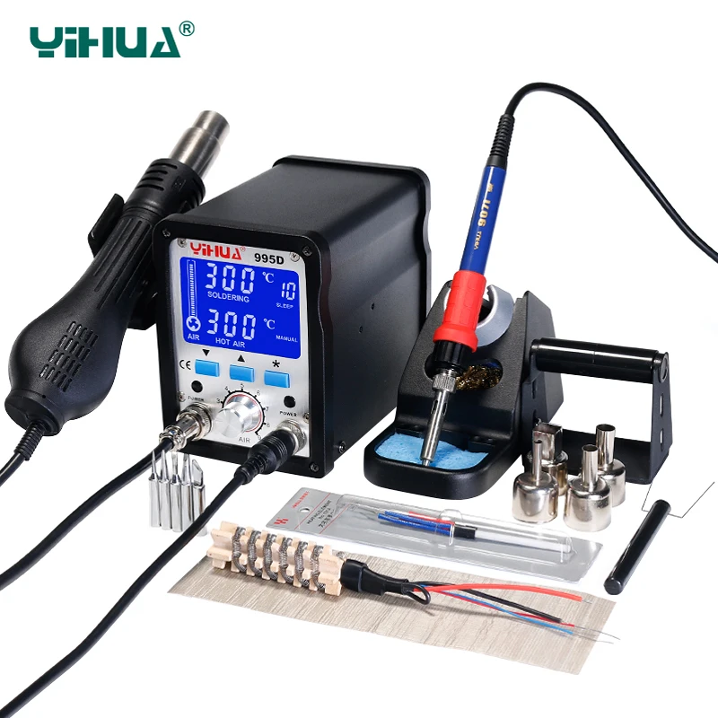 YIHUA 995D New Upgrade 720W Rework Soldering Station 2 in 1 Hot Air Gun 60W Soldering Iron SMD BGA Welding Repair Tool Station