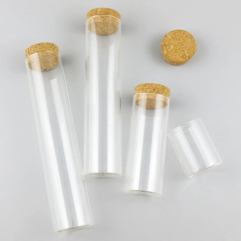 6 x 60ml 120ml 230ml 250ml Transparent Glass Tube with Wood Corks Gig Glass Wishing Bottle Lucky Bottle Candy Storage Tube