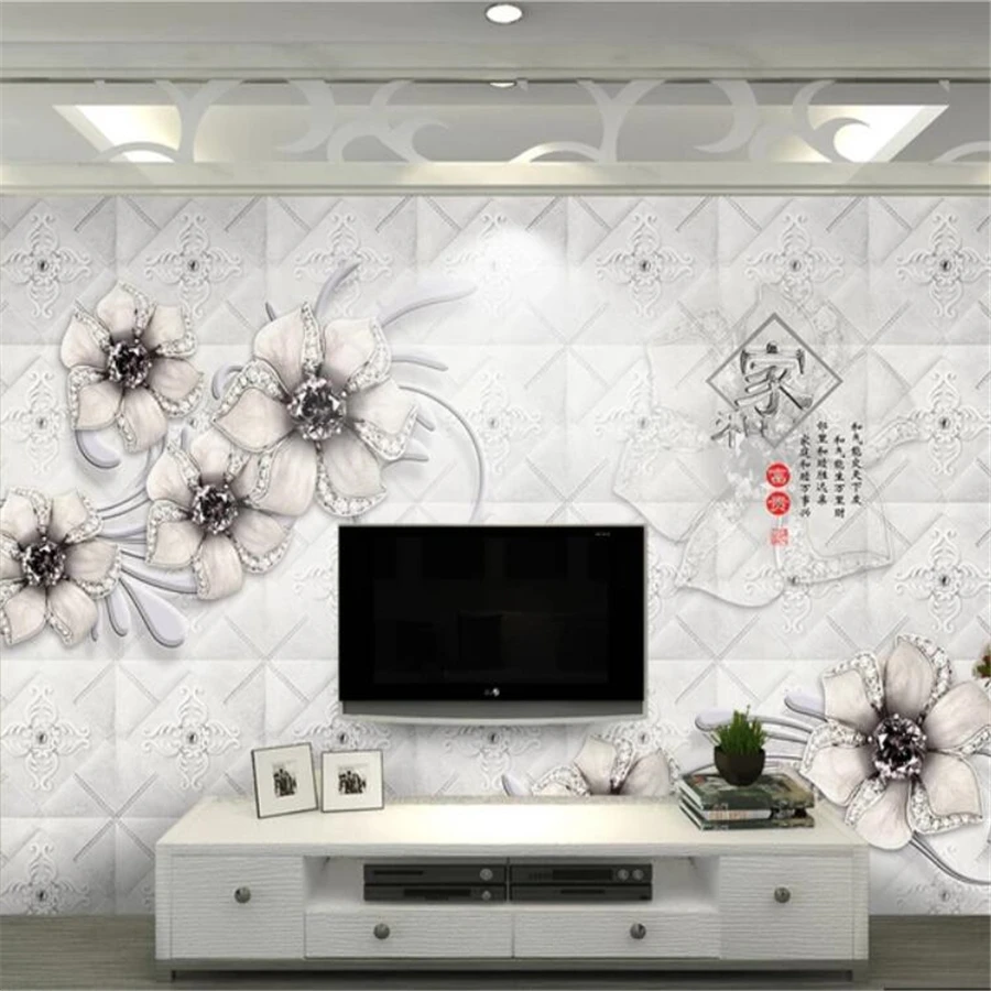 Custom wallpaper 3d light luxury simple jewelry flower 5d mural TV background wall paper home decor papel de parede 3d wallpaper