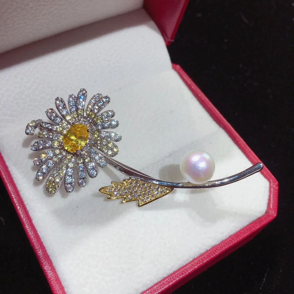 SHDIYAYUN 2019 Pearl Brooch For Women Two Colors Flower Brooches Pins Natural Freshwater Pearl Fine Jewelry Exquisite Craft