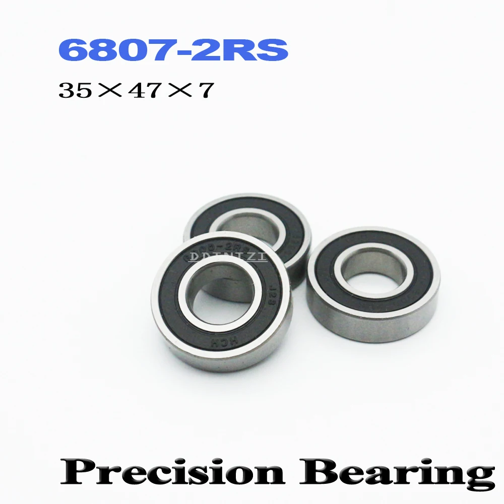 6807-2RS ABEC-1 35x47x7 mm Metric Thin Section 6807 2RS Ball Bearings 6807RS 61807RS (4PCS)