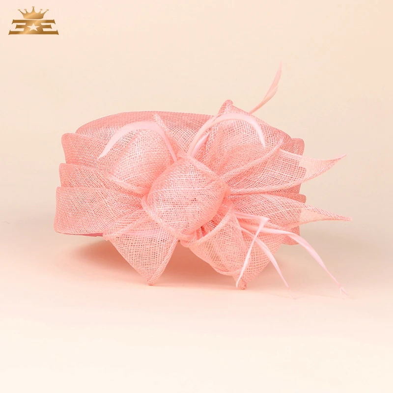 Lady New Fedoras Organza Hat Female Elegant Flax Yarn Flat Sweet Flower Hat Women Banquet Party Hat Girls Wedding Cap  B-8190