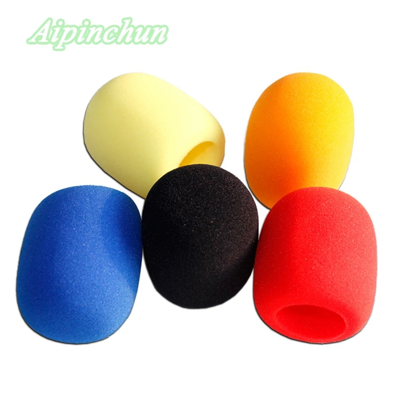 Aipinchun 5Pcs Colorful high density Handheld Stage Microphone Windscreen Foam Mic Cover Karaoke DJ Soft Sponge Cap