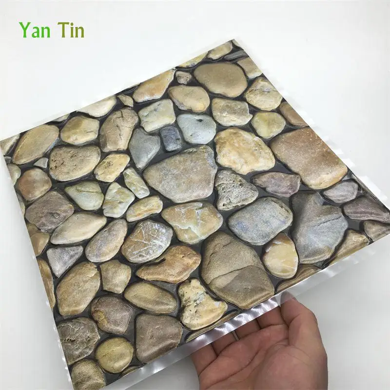 3D Cobblestone Retro Tiles Wall Stickers 30*30cm Home Decor  Kitchen Living Room Tile Waist Line Sticker Waterproof Art Mural