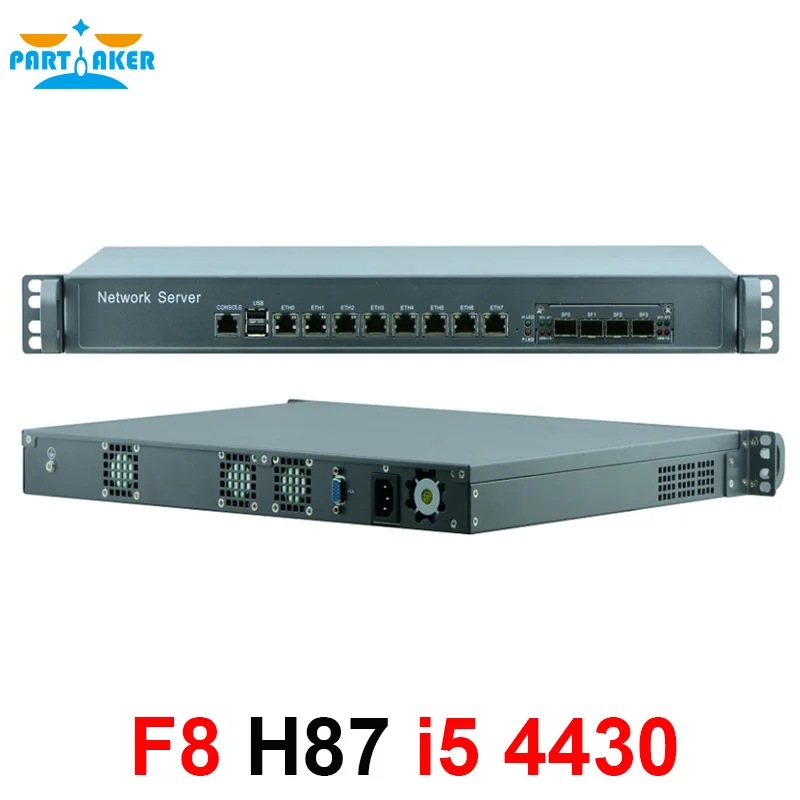 

Network Security Server 1U Firewall PC with 8 ports Gigabit lan 4 SPF i5 4430 3.2Ghz 4G RAM 128G SSD Mikrotik PFSense ROS