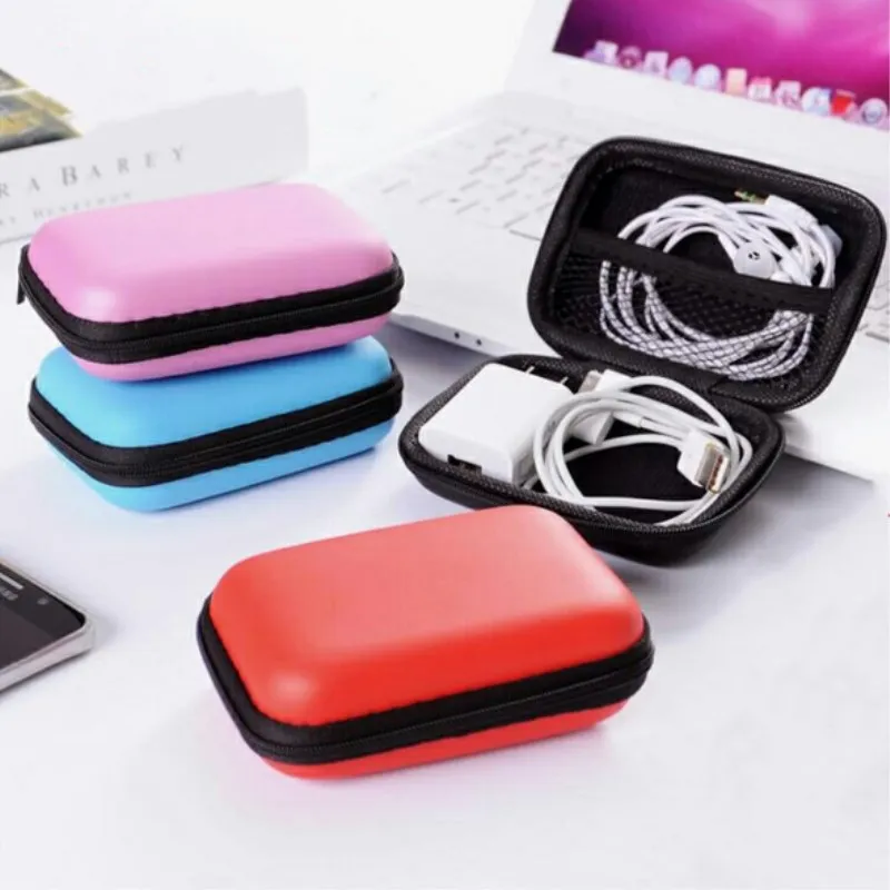 1PC Hard Zipper Case, EVA Earphone Storage Bag, Usb Data Cable Organizer Case,Portable Carrying Case,Earbuds Pouch Box