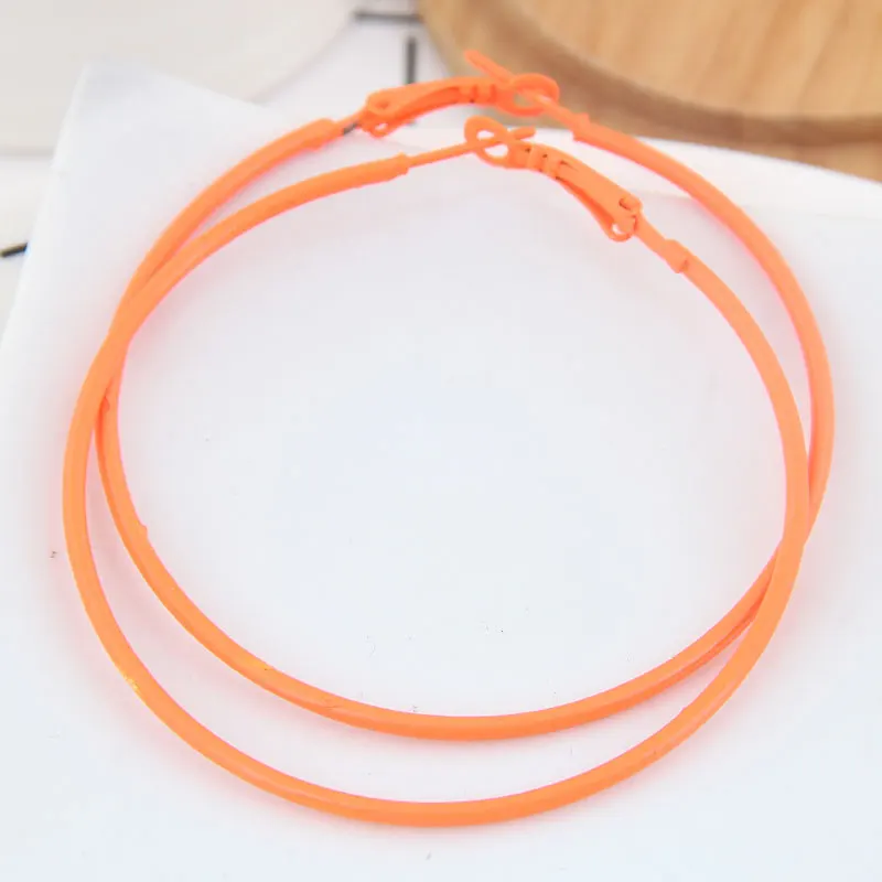 Fahsion Bohemia Big Hoop Earrings For Women 6cm Fluorescent Color Earings Fashion Jewelry Statement Earrings Fashion Jewelry