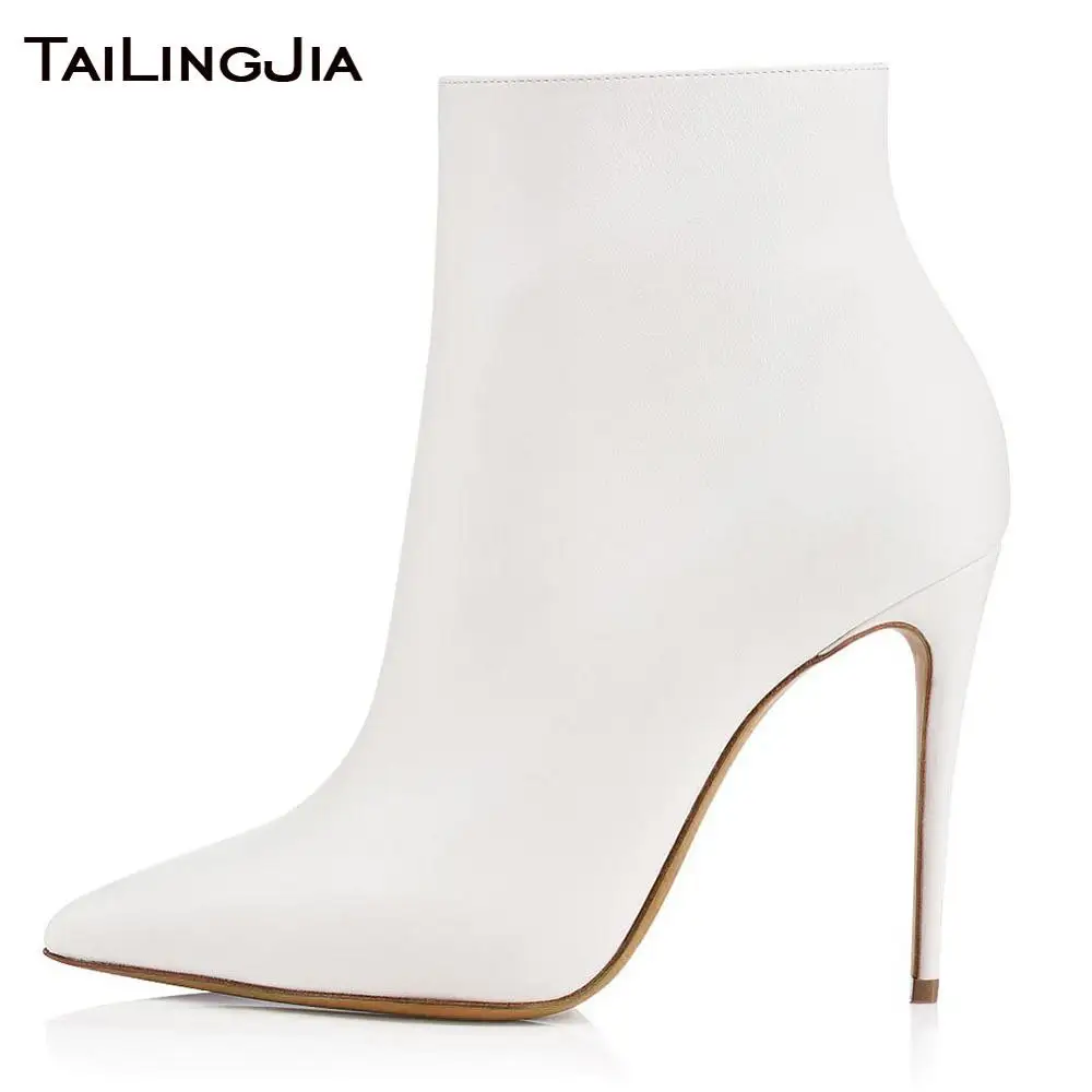 

Women Pointed Toe White Winter Keep Warm Boots High Heel Woman Shoes Plus Size Zipper High Quality Handmade Female Shoes 2019