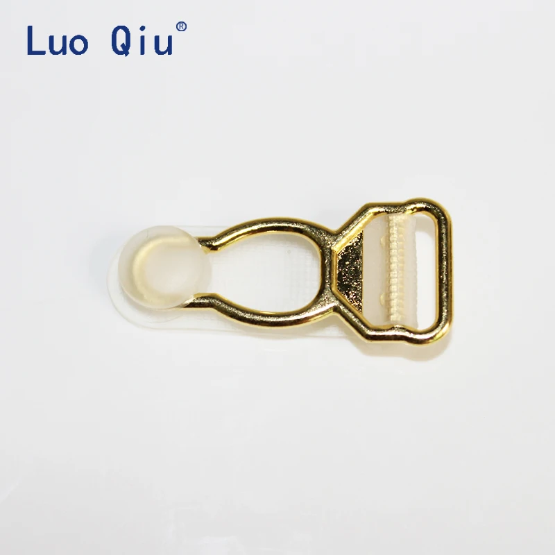 Garter clips metal clip Clothing accessories Sewing Supplies Gold Metal+Transparent PP suspender clips 100 pcs/lot 1.2cm Luo Qiu