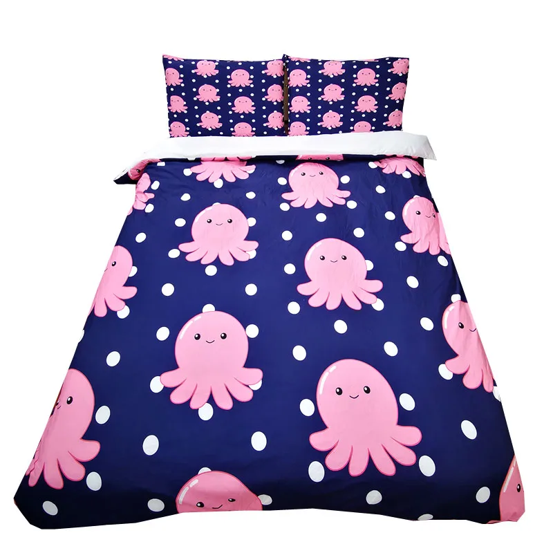 Cartoon pink 3d Bedding Sets Single Double Queen Duvet Cover Set Bedclothes Bed Linen for kids(No Sheet No Filling) 50