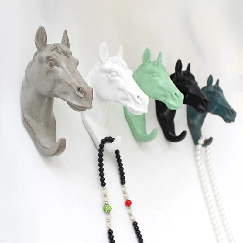 resin animal Horse head crafts robe hooks wall decoration Wall Coat/Hat/Bag Europe Style Hanger Decor Wall