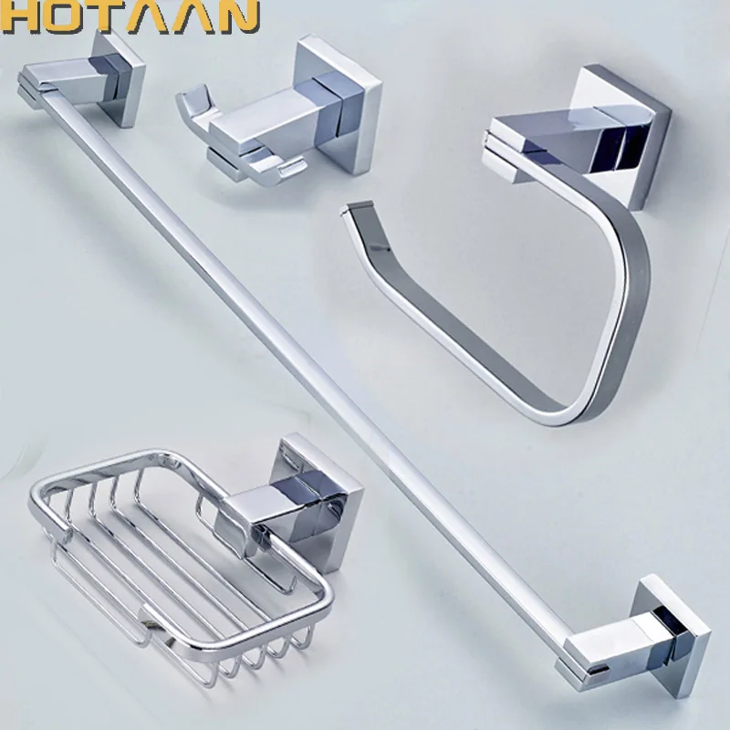 

Новинка, набор аксессуаров для ванной комнаты HOTAAN из нержавеющей стали, крючок для халата, держатель для бумаги, вешалка для полотенец, кольцо для полотенец, набор для ванной комнаты, хромированный HT811300B