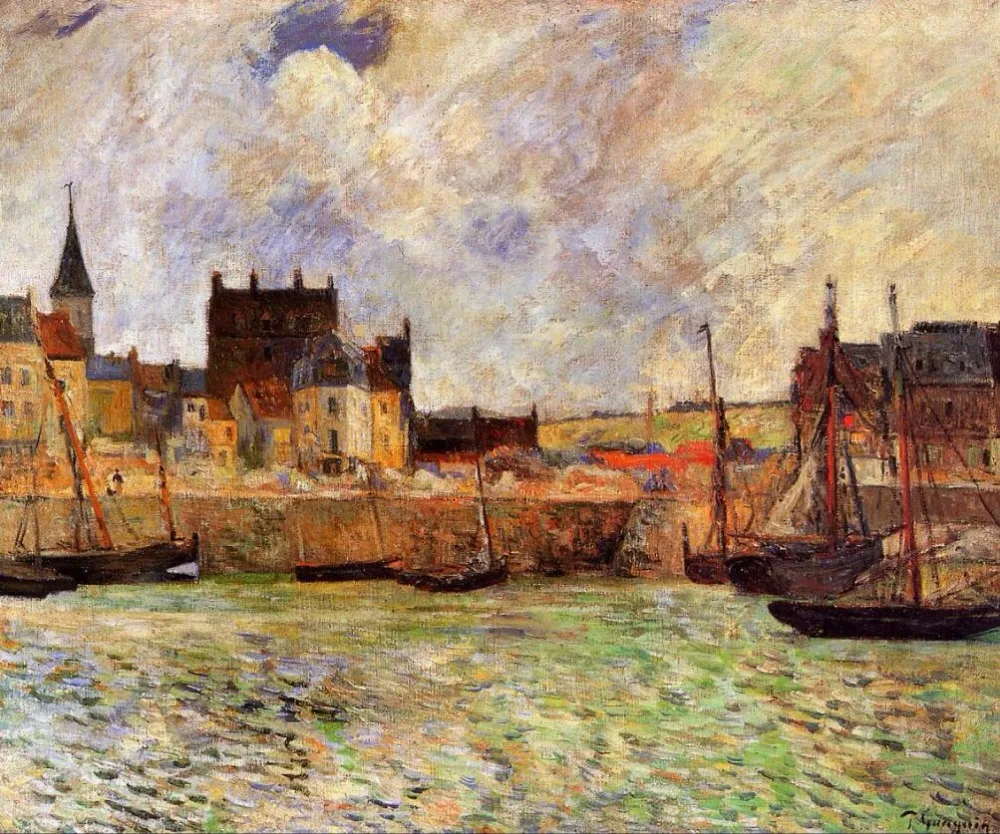 

High quality Oil painting Canvas Reproductions Harbour Scene, Dieppe (1883) by Paul Gauguin hand painted