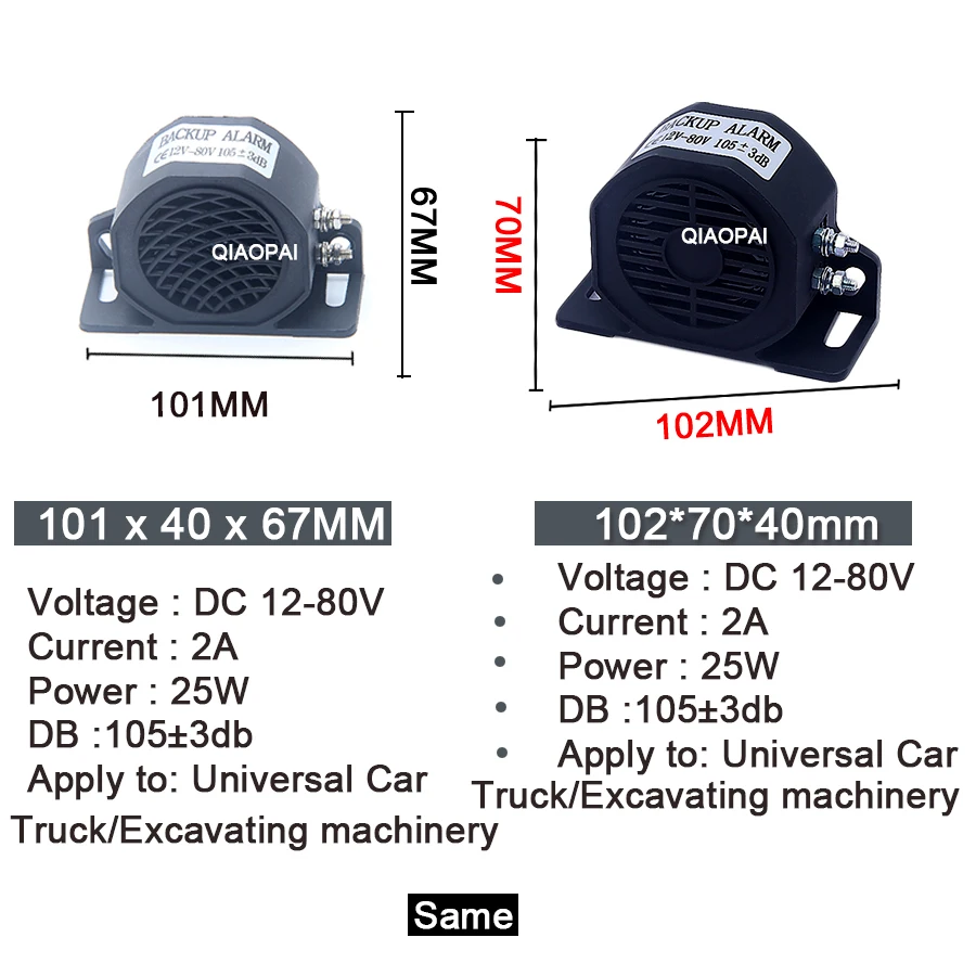 Uniwersalny 12 V-80 V cofania trąbka Backup Alarm Super Lound dźwięk syreny wodoodporny odwróć klakson alarmowy dla samochodów motocykl ciężarówka