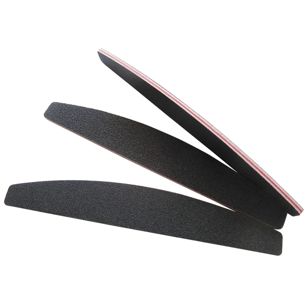 5  pcs halfmoon Black Nail Files  100/180  boat shape nail file  nail art tool