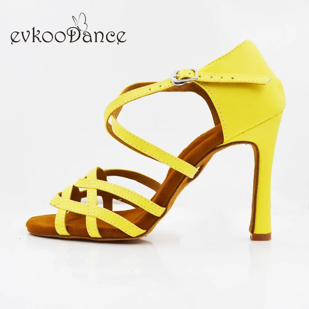 Evkoodance Size OEM Heel Height 10cm Dance Shoes Yellow Color Professional Zapatos De Baile Latin Ballroom Salsa Dance Shoes