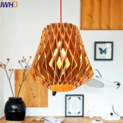 IWHD Modern Hanglamp Led Hanging Lights Fashion Wood Pendant Lights Lamparas de techo colgante moderna Lamparas Lustre