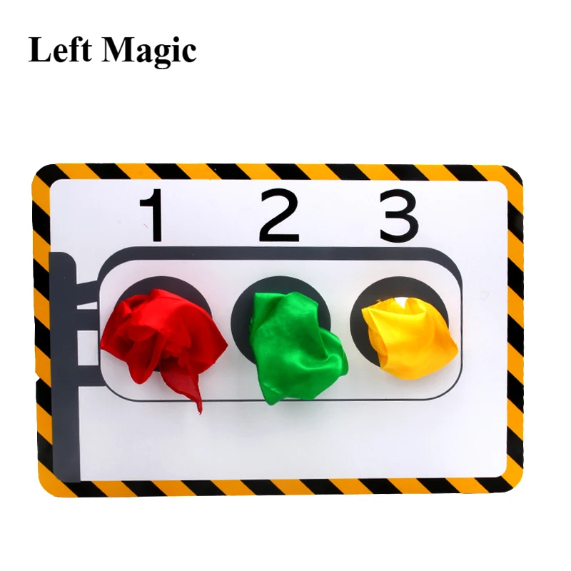 

Stage Traffic Lights(With 3 Pcs Silk ) Magic Tricks Hole Silk Color Change Board Magic Props Gimmick Illusion Magician
