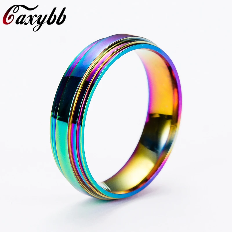 High Quality Rainbow Stainless Steel Ring for Women/Men Fashion Jewelry Accessories