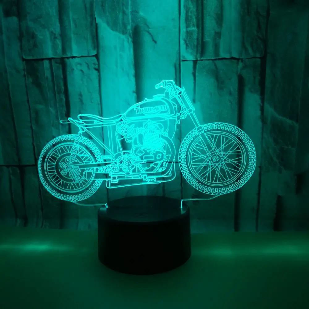 

Motorcycle Colorful Bedside Table Desk Lamp Gradual Touch Remote Control 3d Nightlight Led 3d Visual Gift Table Lamp