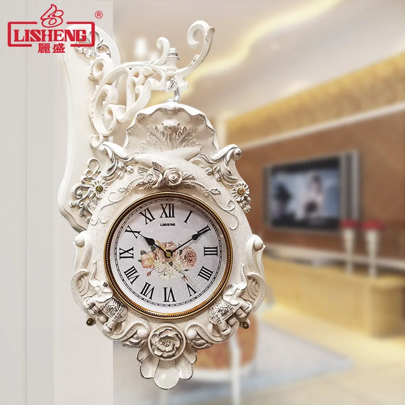 European Double-sided Clock Living Room Mute Wall Clock Quartz Clock Retro Creative Decoration