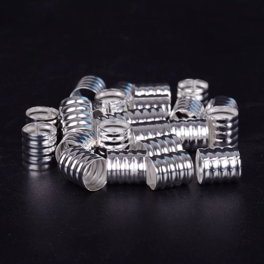 100pcs 10x8mm argento/oro Dreadlock Perline Primavera Forma Regolabile Treccia di Capelli Del Polsino Della Clip In Lega di Alluminio tubo di Blocco