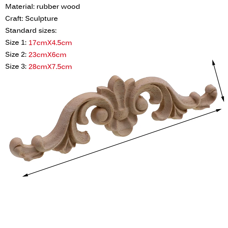 New-Solid Wood Piece Home Decoration Long Applique Wardrobe TV Cabinet Door Woodcarving Flower Fittings Ornaments Figurine
