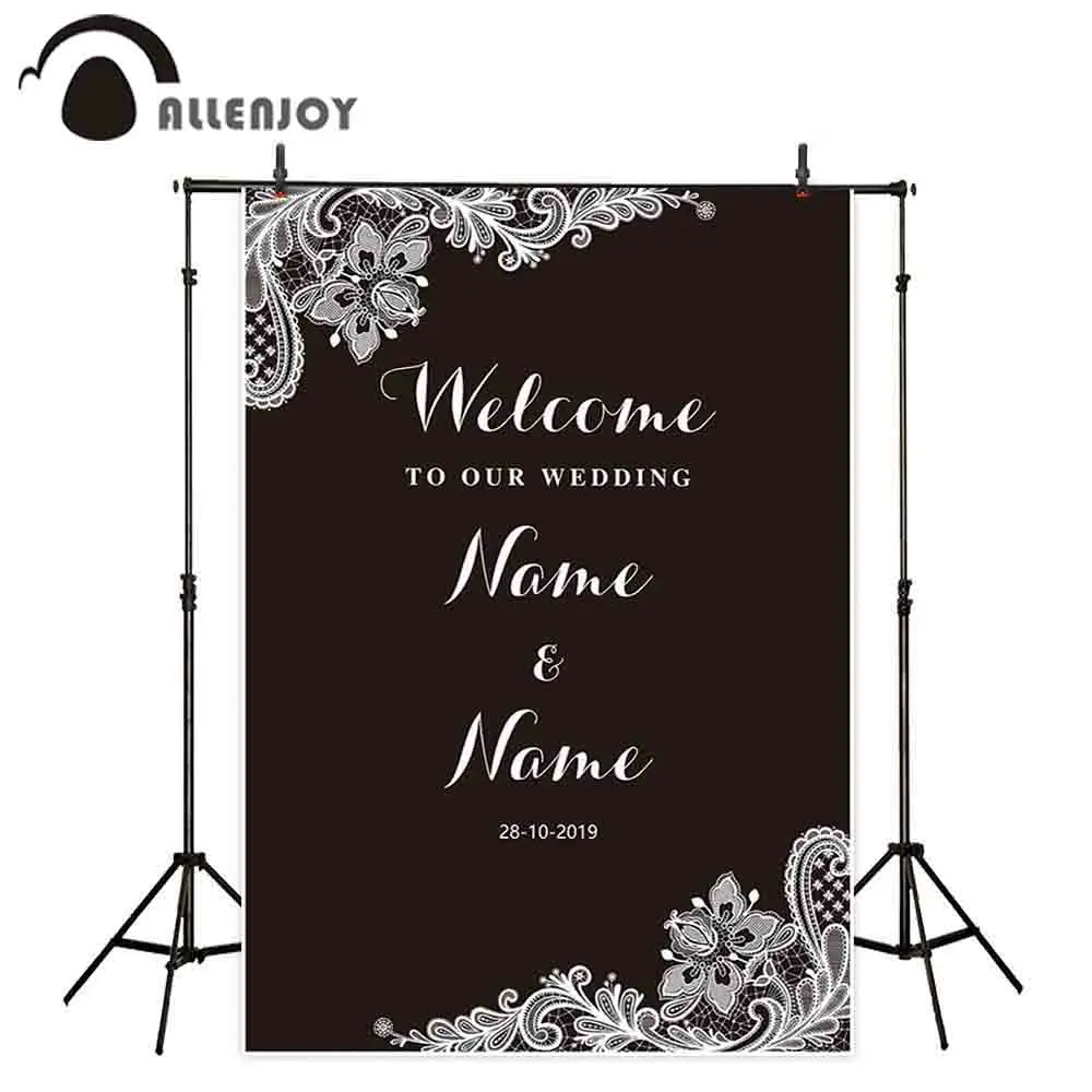 Allenjoy-pano de fundo fotochamada personalizado para fotos, pano de fundo com rendas e flores, cerimônia de casamento elegante