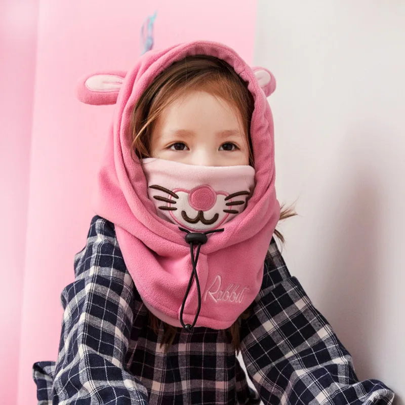 Lemonkid-Chapeau masqué d\'animaux de dessin animé pour enfants, casquettes chaudes pour enfants, bonnet coupe-vent pour filles, chapeaux de cyclisme
